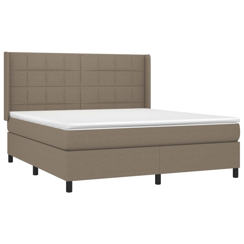Κρεβάτι Boxspring με Στρώμα & LED Taupe 160x200 εκ. Υφασμάτινο