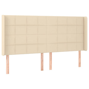 Κρεβάτι Boxspring με Στρώμα & LED Κρεμ 160x200 εκ. Υφασμάτινο