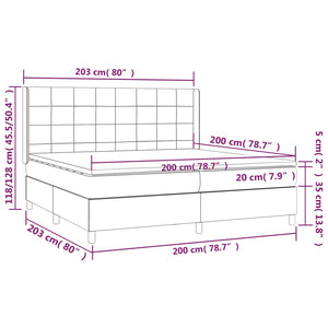 Κρεβάτι Boxspring με Στρώμα & LED Μαύρο 200x200 εκ. Υφασμάτινο