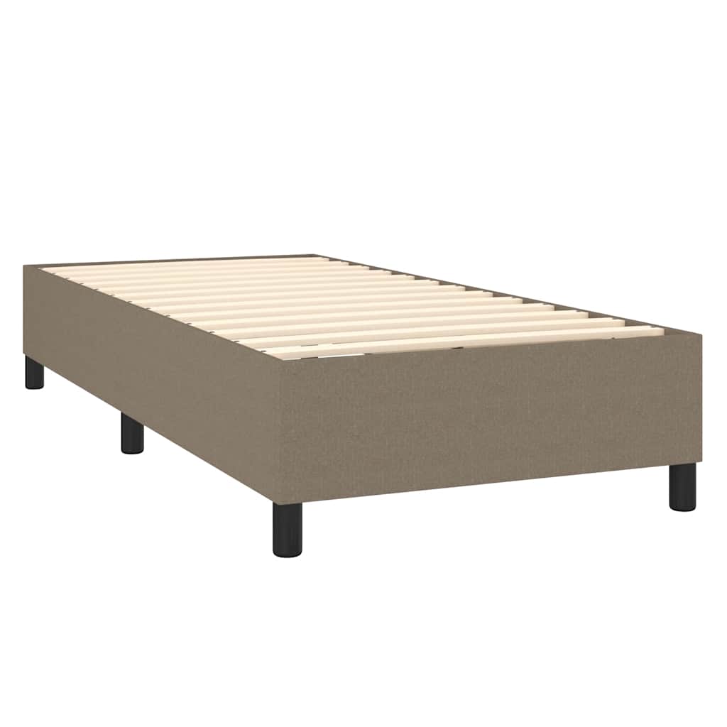 Κρεβάτι Boxspring με Στρώμα & LED Taupe 90x190 εκ. Υφασμάτινο