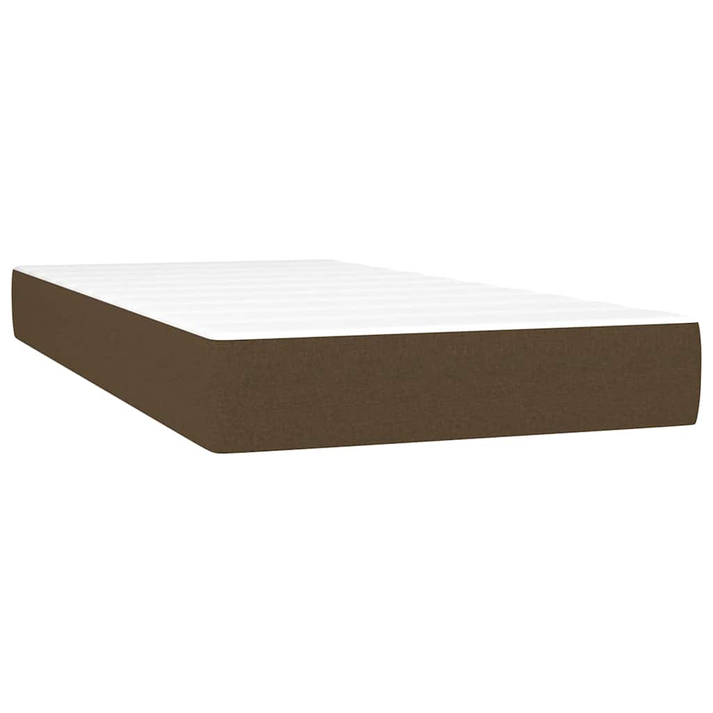 Κρεβάτι Boxspring με Στρώμα & LED Σκ.Καφέ 90x200 εκ. Υφασμάτινο