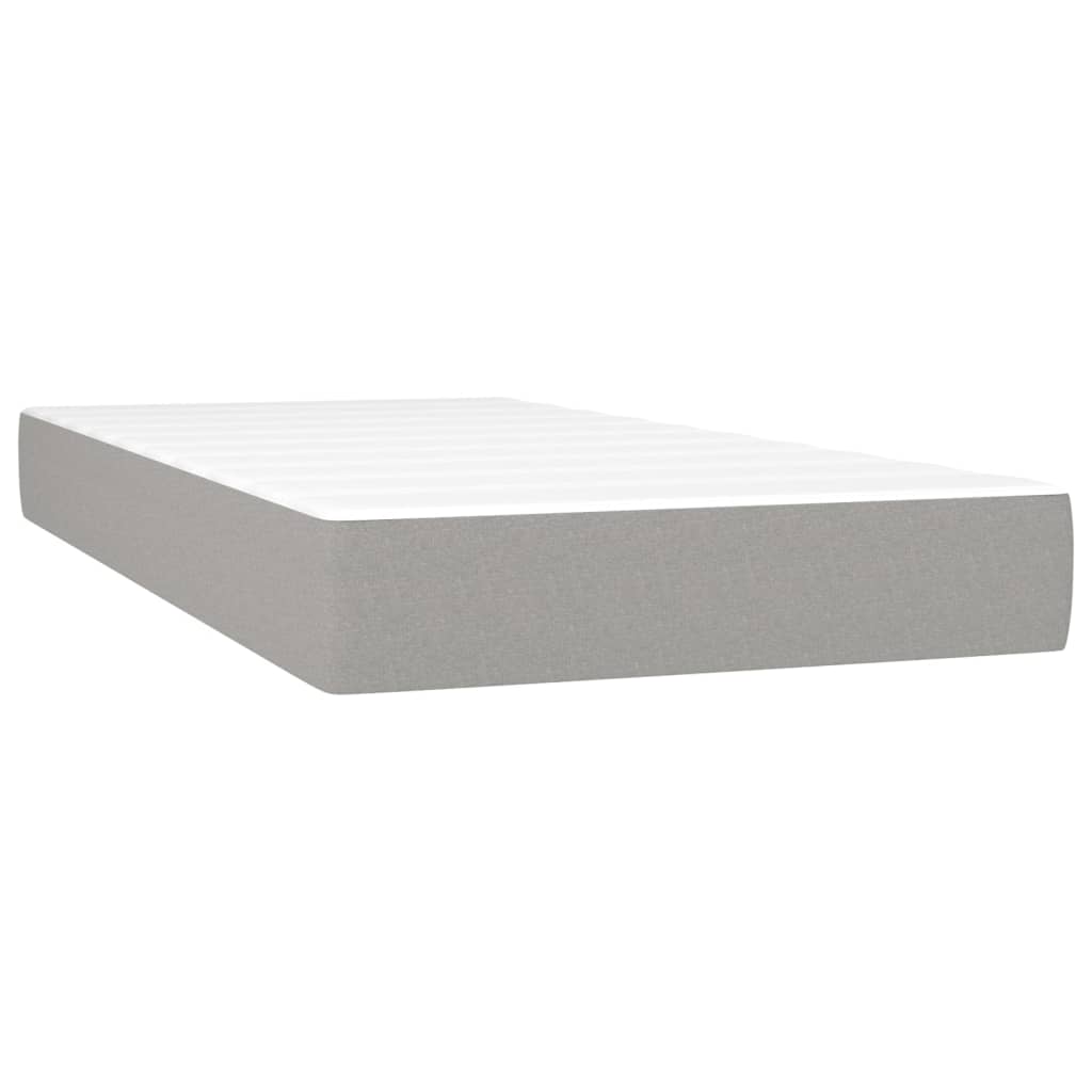 Κρεβάτι Boxspring με Στρώμα & LED Αν.Γκρι 100x200εκ. Υφασμάτινο