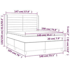 Κρεβάτι Boxspring με Στρώμα & LED Αν.Γκρι 140x190εκ. Υφασμάτινο