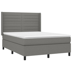 Κρεβάτι Boxspring με Στρώμα & LED Σκ.Γκρι 140x190εκ. Υφασμάτινο