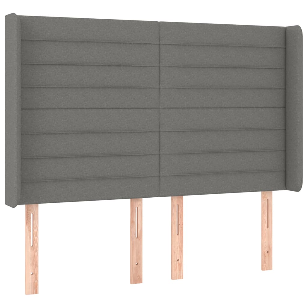 Κρεβάτι Boxspring με Στρώμα & LED Σκ.Γκρι 140x190εκ. Υφασμάτινο