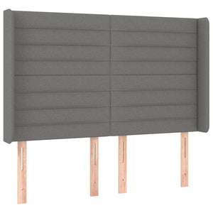 Κρεβάτι Boxspring με Στρώμα & LED Σκ.Γκρι 140x190εκ. Υφασμάτινο
