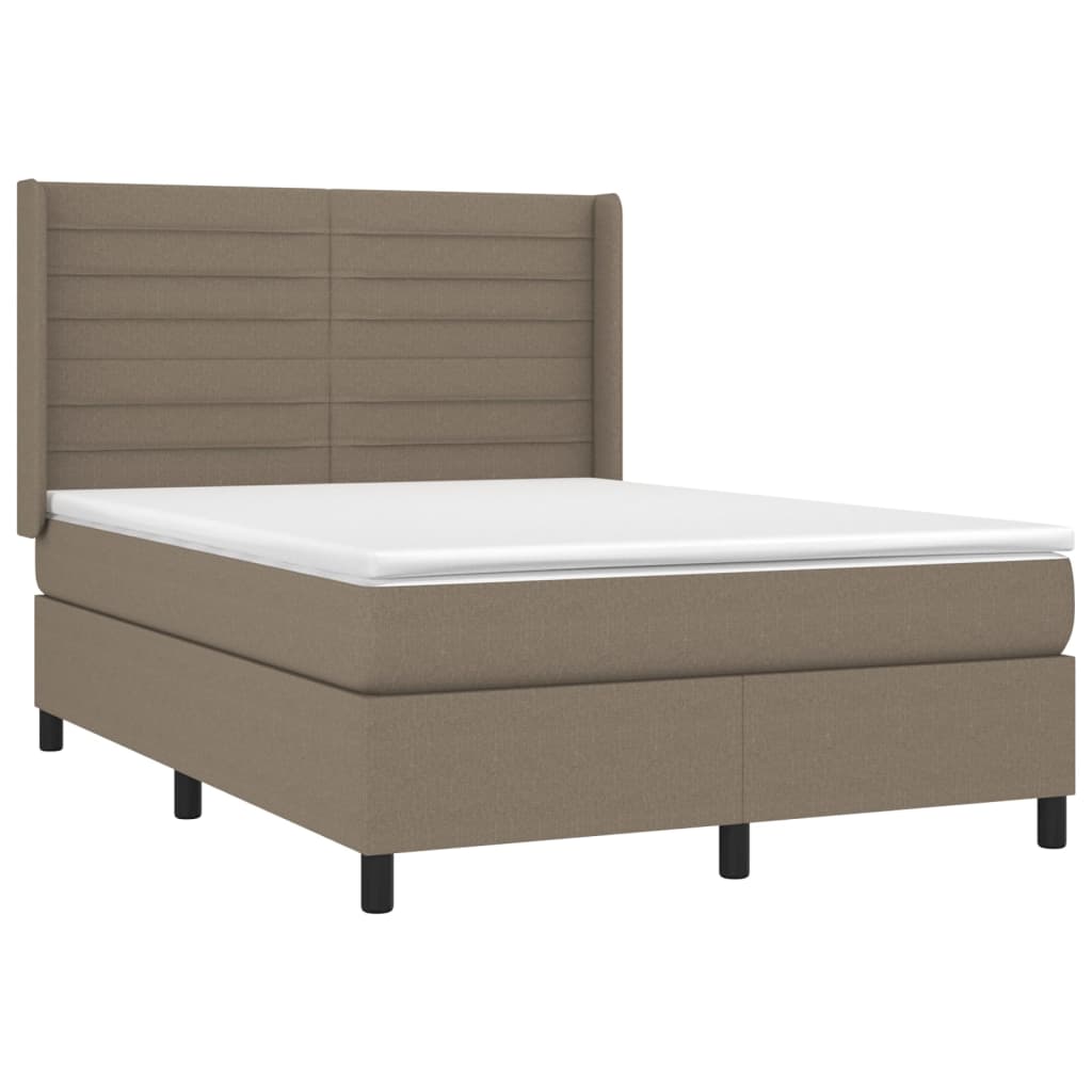 Κρεβάτι Boxspring με Στρώμα & LED Taupe 140x190 εκ. Υφασμάτινο