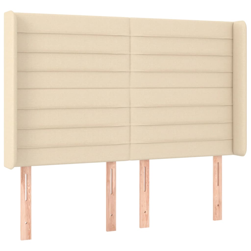 Κρεβάτι Boxspring με Στρώμα & LED Κρεμ 140x190 εκ. Υφασμάτινο - Pakobazaar