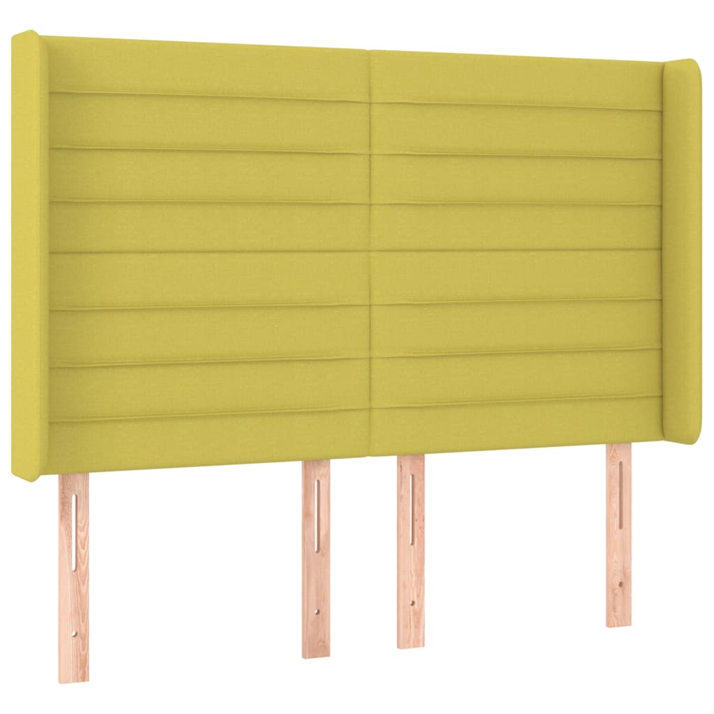 Κρεβάτι Boxspring με Στρώμα & LED Πράσινο 140x190 εκ Υφασμάτινο