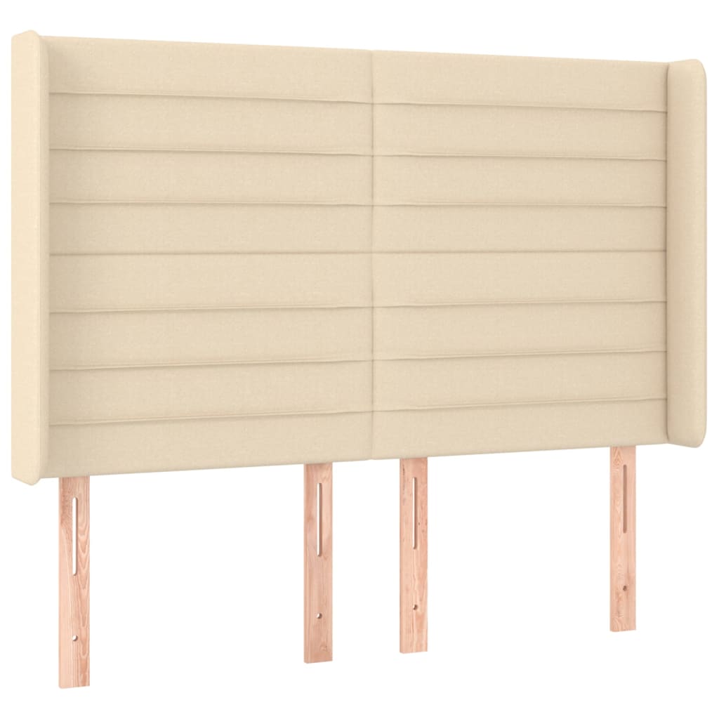 Κρεβάτι Boxspring με Στρώμα & LED Κρεμ 140x200 εκ. Υφασμάτινο