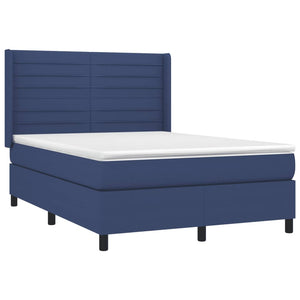 Κρεβάτι Boxspring με Στρώμα & LED Μπλε 140x200 εκ. Υφασμάτινο