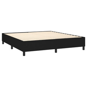 Κρεβάτι Boxspring με Στρώμα & LED Μαύρο 160x200 εκ. Υφασμάτινο