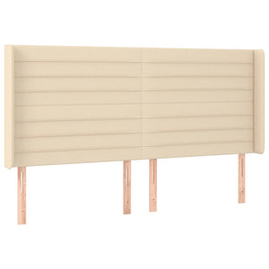 Κρεβάτι Boxspring με Στρώμα & LED Κρεμ 160x200 εκ. Υφασμάτινο