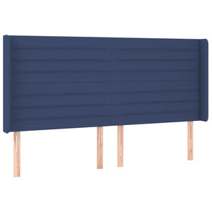Κρεβάτι Boxspring με Στρώμα & LED Μπλε 160x200 εκ. Υφασμάτινο - Pakobazaar
