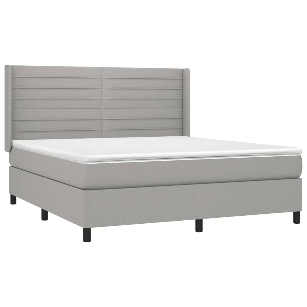 Κρεβάτι Boxspring με Στρώμα & LED Αν.Γκρι 180x200εκ. Υφασμάτινο