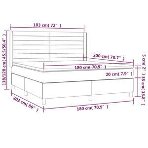 Κρεβάτι Boxspring με Στρώμα & LED Taupe 180x200 εκ. Υφασμάτινο