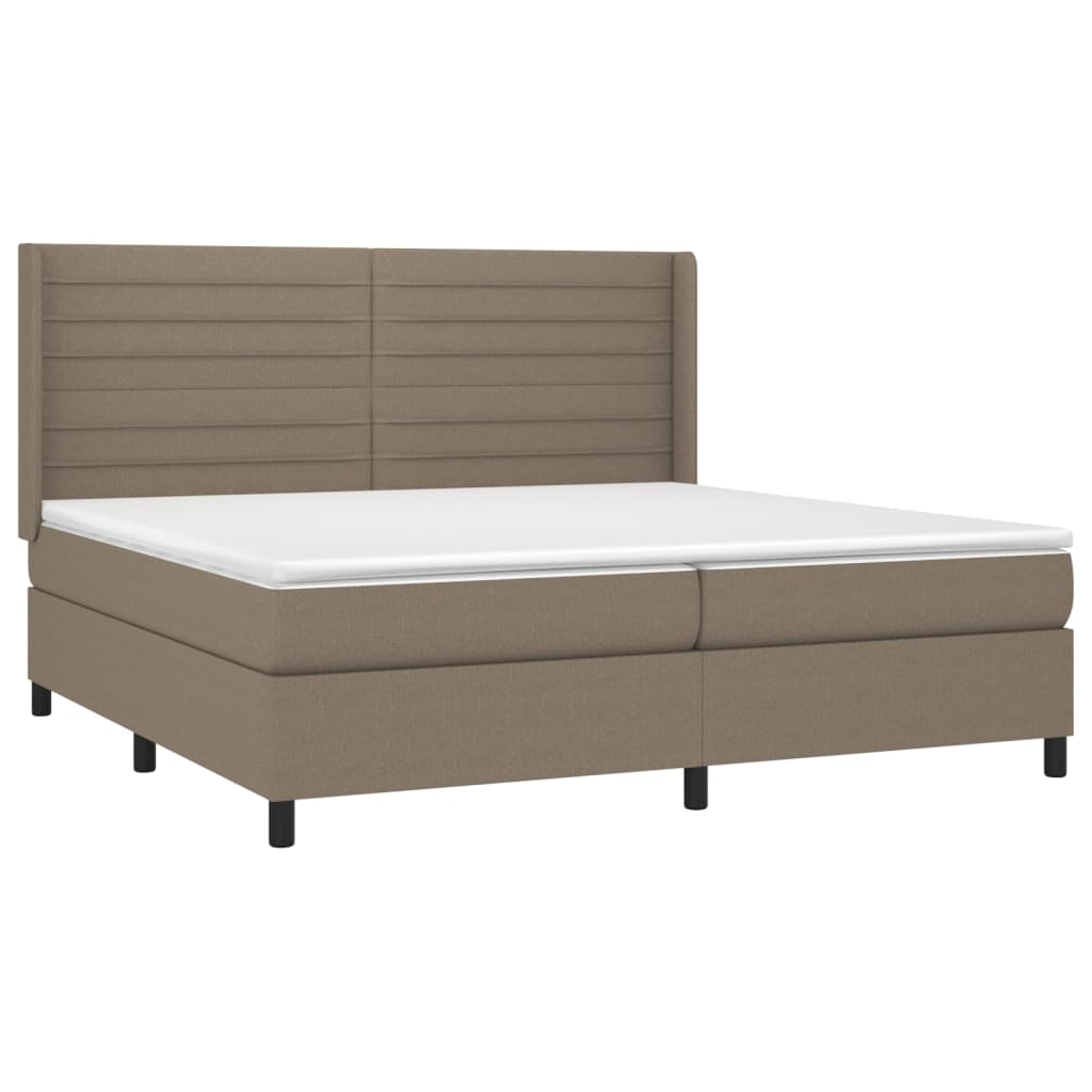 Κρεβάτι Boxspring με Στρώμα & LED Taupe 200x200 εκ. Υφασμάτινο