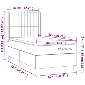 Κρεβάτι Boxspring με Στρώμα & LED Σκ.Καφέ 80x200 εκ. Υφασμάτινο
