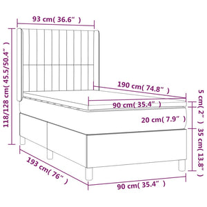Κρεβάτι Boxspring με Στρώμα & LED Σκ.Καφέ 90x190 εκ. Υφασμάτινο