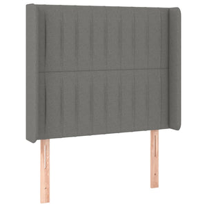 Κρεβάτι Boxspring με Στρώμα & LED Σκ.Γκρι 90x200 εκ. Υφασμάτινο