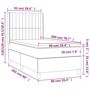Κρεβάτι Boxspring με Στρώμα & LED Taupe 90x200 εκ. Υφασμάτινο