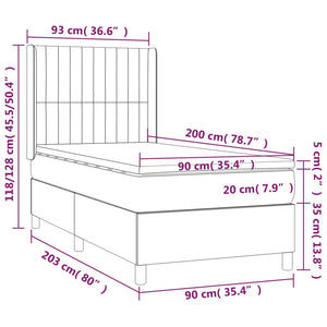 Κρεβάτι Boxspring με Στρώμα & LED Πράσινο 90x200 εκ. Υφασμάτινο