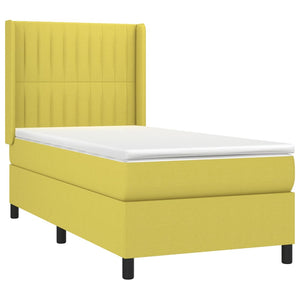 Κρεβάτι Boxspring με Στρώμα & LED Πράσινο 100x200 εκ Υφασμάτινο