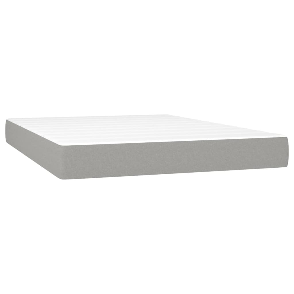 Κρεβάτι Boxspring με Στρώμα & LED Αν.Γκρι 140x190εκ. Υφασμάτινο