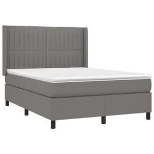 Κρεβάτι Boxspring με Στρώμα & LED Σκ.Γκρι 140x190εκ. Υφασμάτινο