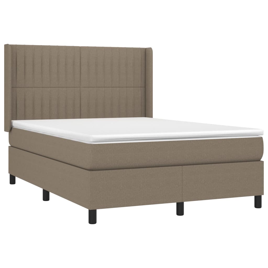 Κρεβάτι Boxspring με Στρώμα & LED Taupe 140x190 εκ. Υφασμάτινο