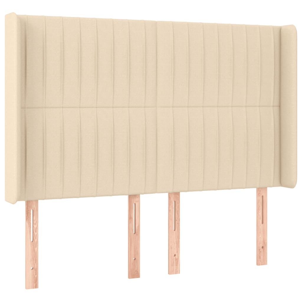 Κρεβάτι Boxspring με Στρώμα & LED Κρεμ 140x190 εκ. Υφασμάτινο - Pakobazaar