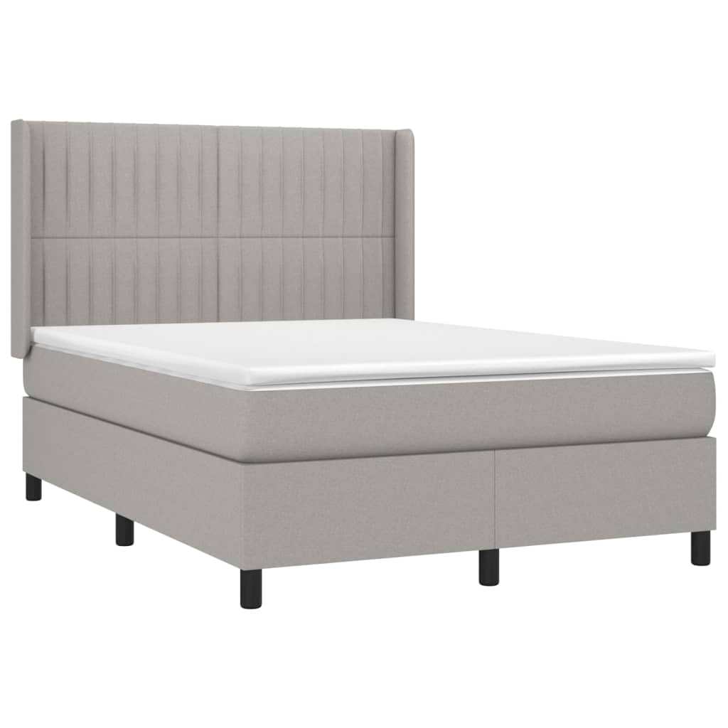 Κρεβάτι Boxspring με Στρώμα & LED Αν.Γκρι 140x200εκ. Υφασμάτινο