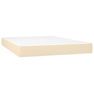 Κρεβάτι Boxspring με Στρώμα & LED Κρεμ 140x200 εκ. Υφασμάτινο