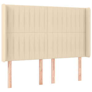 Κρεβάτι Boxspring με Στρώμα & LED Κρεμ 140x200 εκ. Υφασμάτινο
