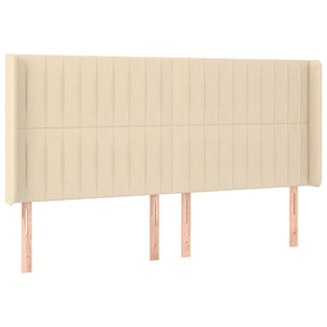 Κρεβάτι Boxspring με Στρώμα & LED Κρεμ 160x200 εκ. Υφασμάτινο