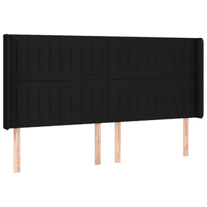 Κρεβάτι Boxspring με Στρώμα & LED Μαύρο 200x200 εκ. Υφασμάτινο