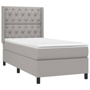 Κρεβάτι Boxspring με Στρώμα & LED Αν.Γκρι 80x200 εκ. Υφασμάτινο
