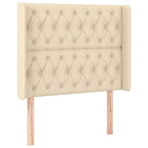Κρεβάτι Boxspring με Στρώμα & LED Κρεμ 90x190 εκ. Υφασμάτινο