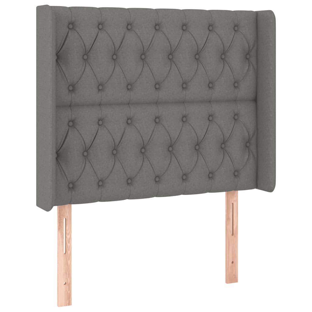 Κρεβάτι Boxspring με Στρώμα & LED Σκ.Γκρι 90x200 εκ. Υφασμάτινο