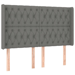 Κρεβάτι Boxspring με Στρώμα & LED Σκ.Γκρι 140x190εκ. Υφασμάτινο