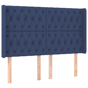 Κρεβάτι Boxspring με Στρώμα & LED Μπλε 140x190 εκ. Υφασμάτινο