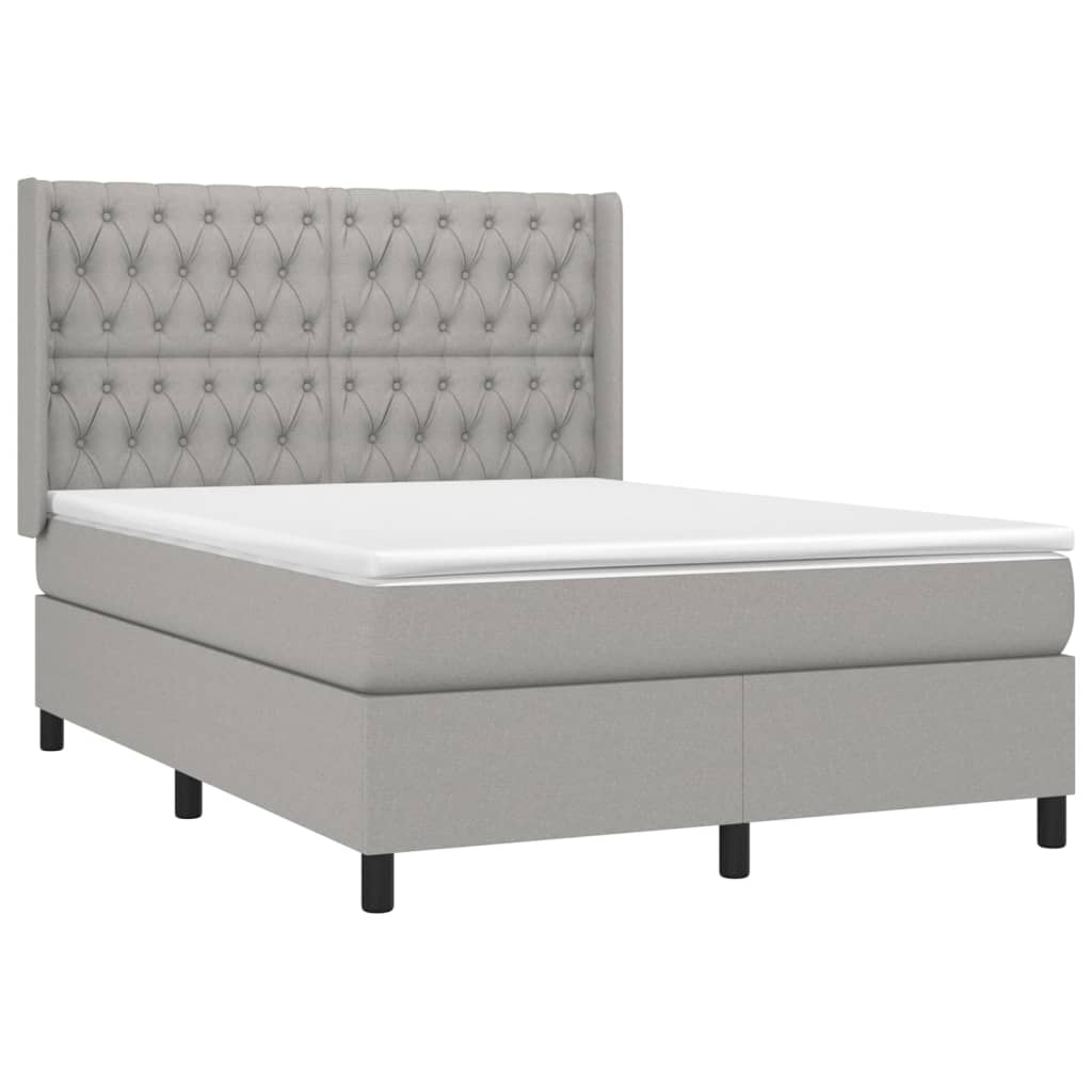 Κρεβάτι Boxspring με Στρώμα & LED Αν.Γκρι 140x200εκ. Υφασμάτινο