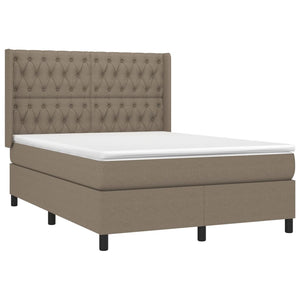 Κρεβάτι Boxspring με Στρώμα & LED Taupe 140x200 εκ. Υφασμάτινο