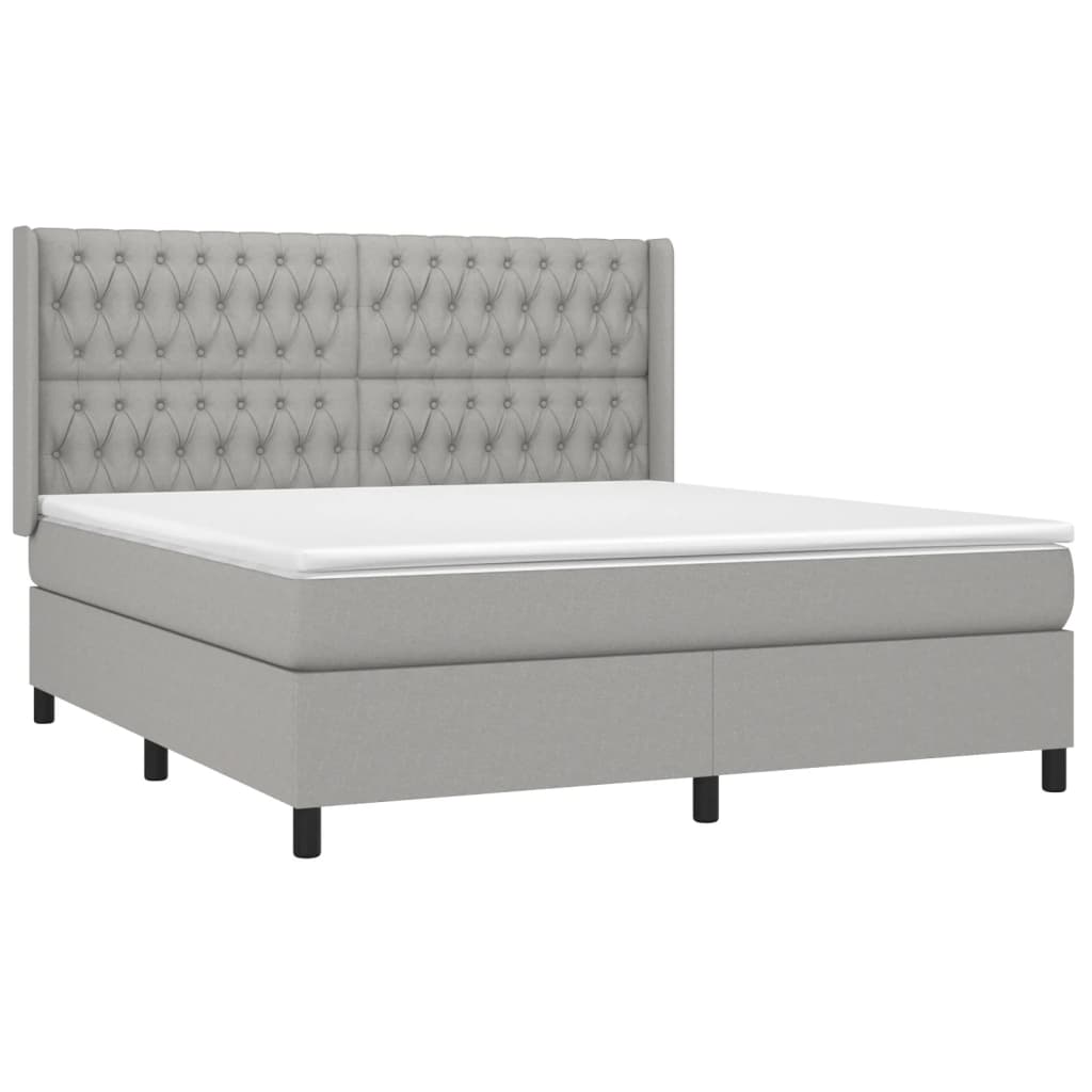 Κρεβάτι Boxspring με Στρώμα & LED Αν.Γκρι 180x200εκ. Υφασμάτινο