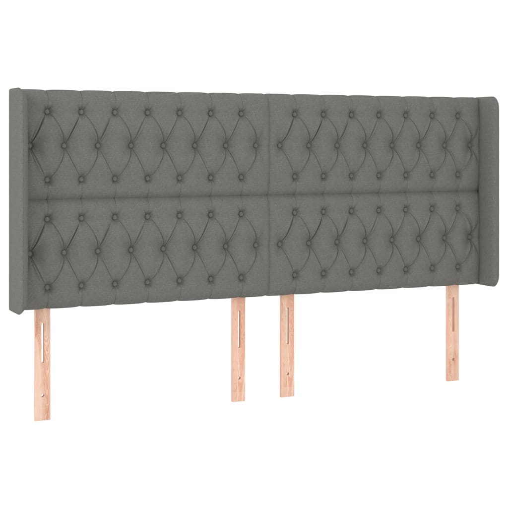 Κρεβάτι Boxspring με Στρώμα & LED Σκ.Γκρι 180x200 εκ Υφασμάτινο