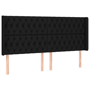 Κρεβάτι Boxspring με Στρώμα & LED Μαύρο 180x200 εκ. Υφασμάτινο