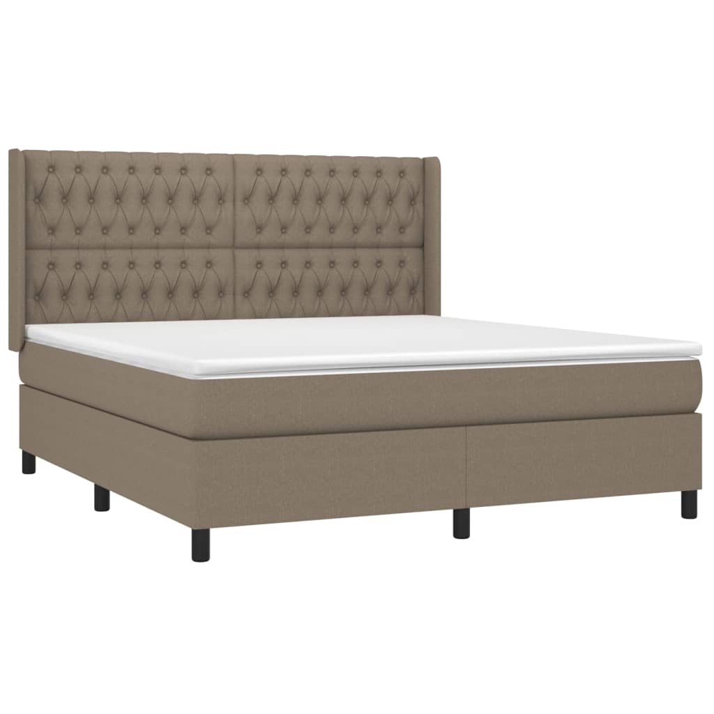 Κρεβάτι Boxspring με Στρώμα & LED Taupe 180x200 εκ. Υφασμάτινο
