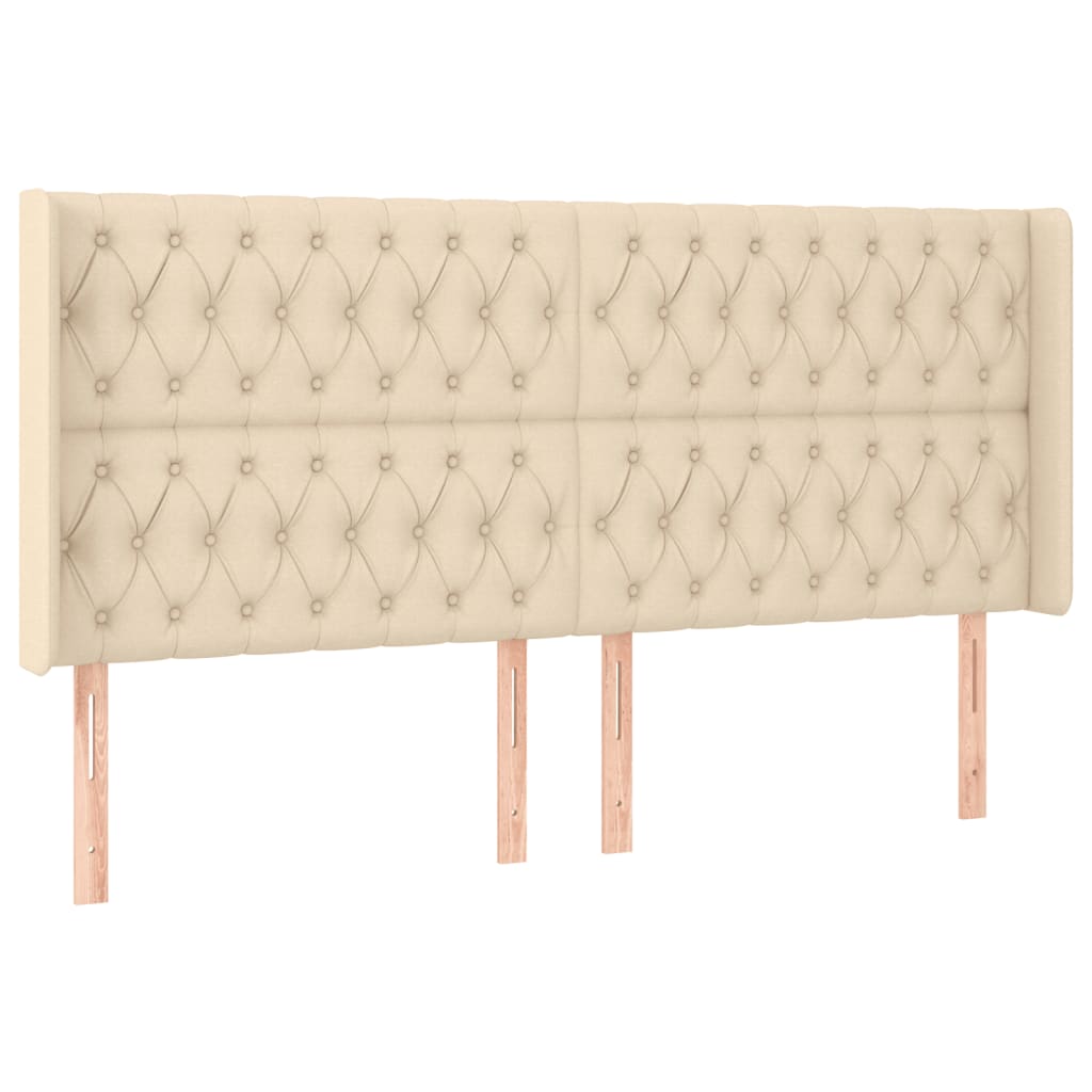 Κρεβάτι Boxspring με Στρώμα & LED Κρεμ 180x200 εκ. Υφασμάτινο