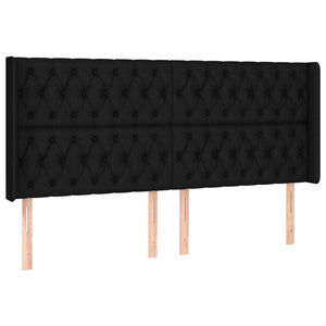 Κρεβάτι Boxspring με Στρώμα & LED Μαύρο 200x200 εκ. Υφασμάτινο