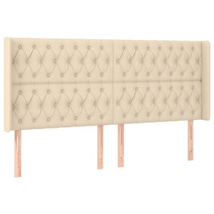 Κρεβάτι Boxspring με Στρώμα & LED Κρεμ 200x200 εκ. Υφασμάτινο